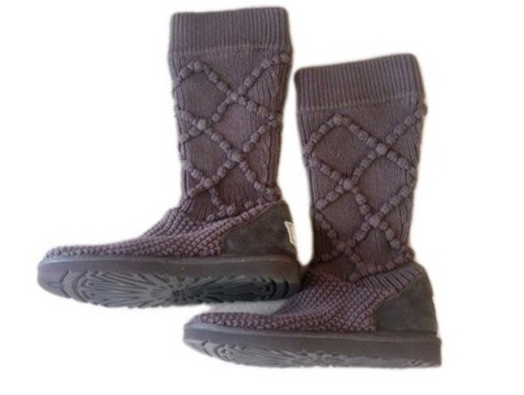 UGG Australia Women's Classic Argyle Knit Sweater Tall Boots 5879 New Sz 7 Brown - Picture 1 of 6